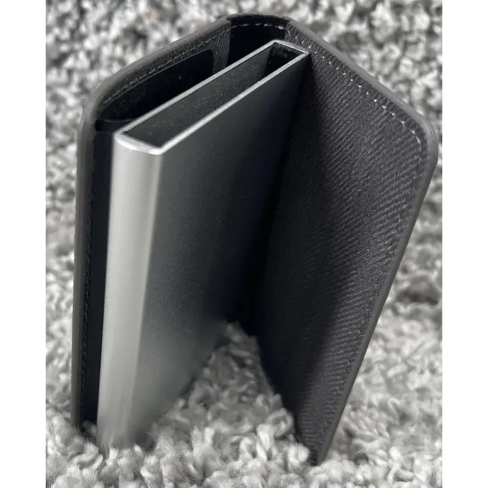 Dark Grey Trifold Leather Wallet Men’s Accessory